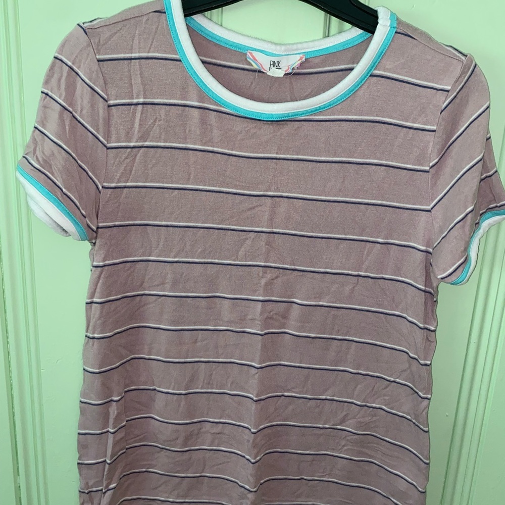 Small Pink Rose striped shirt